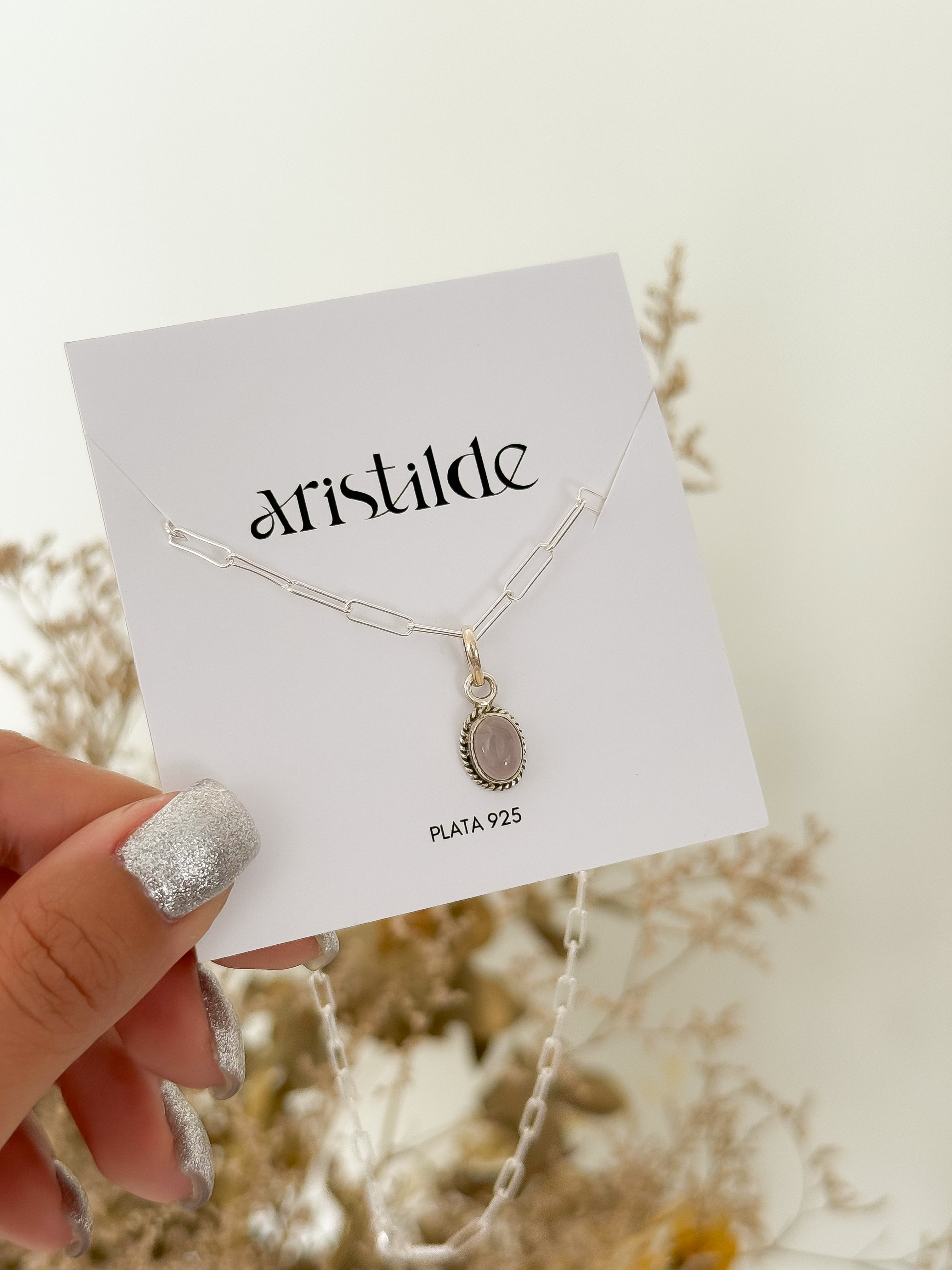 Collar CUARZO ROSA - dije chico | plata 925