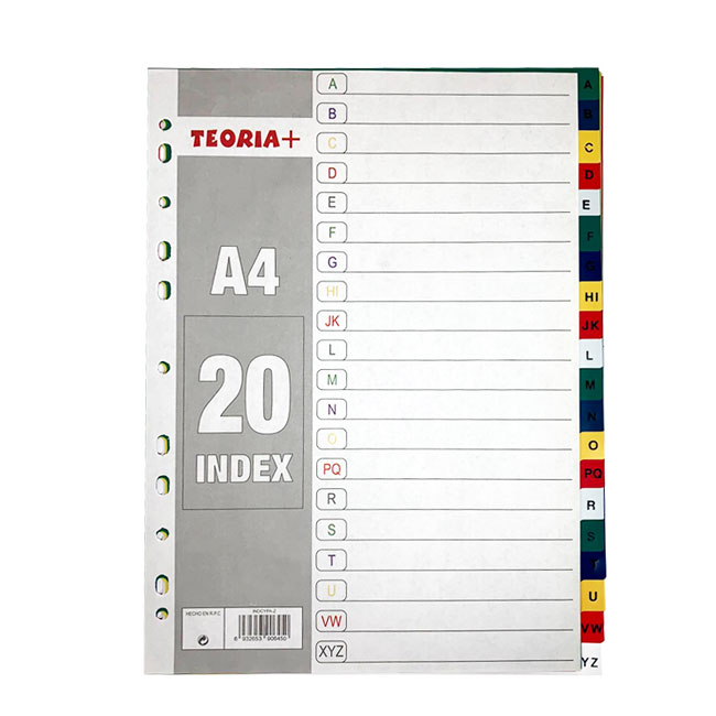 Indice Separador Plástico A4 A-Z 5 Colores Teoría+