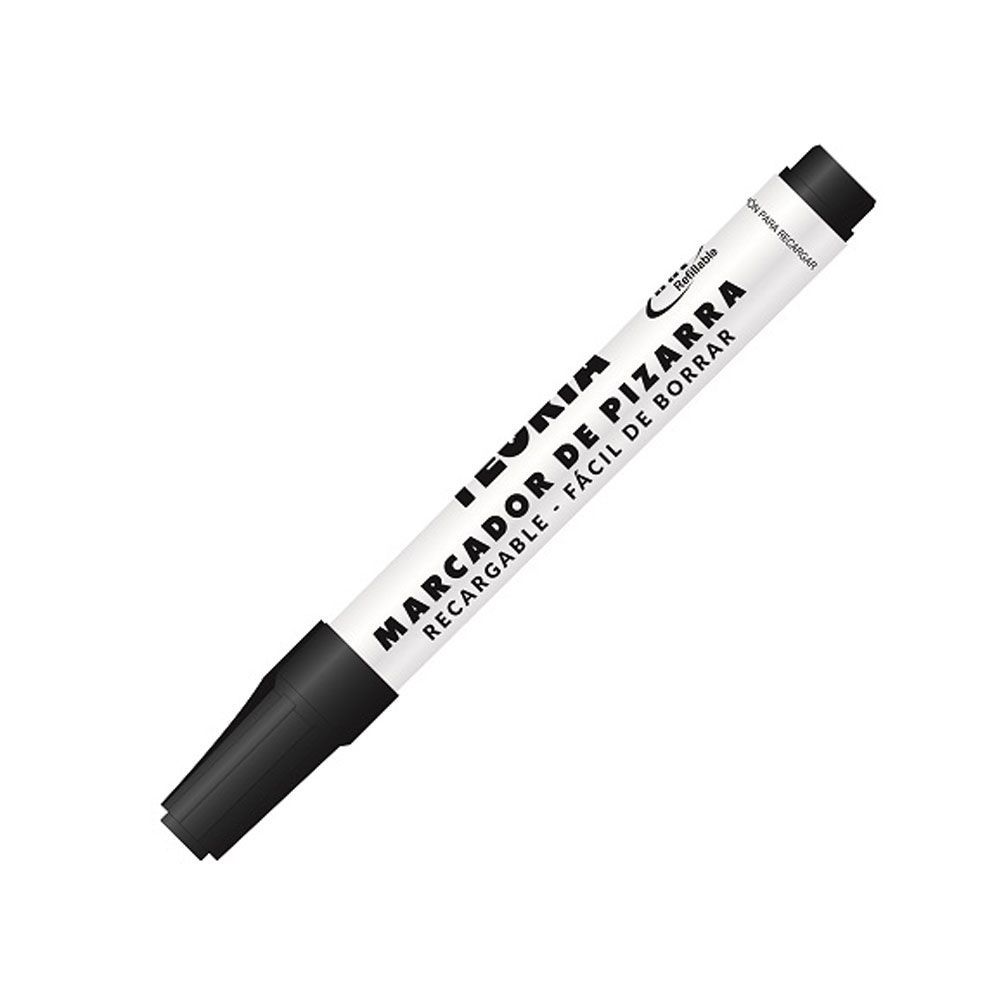 Marcador Pizarra Grueso Recargable Negro Teoria+