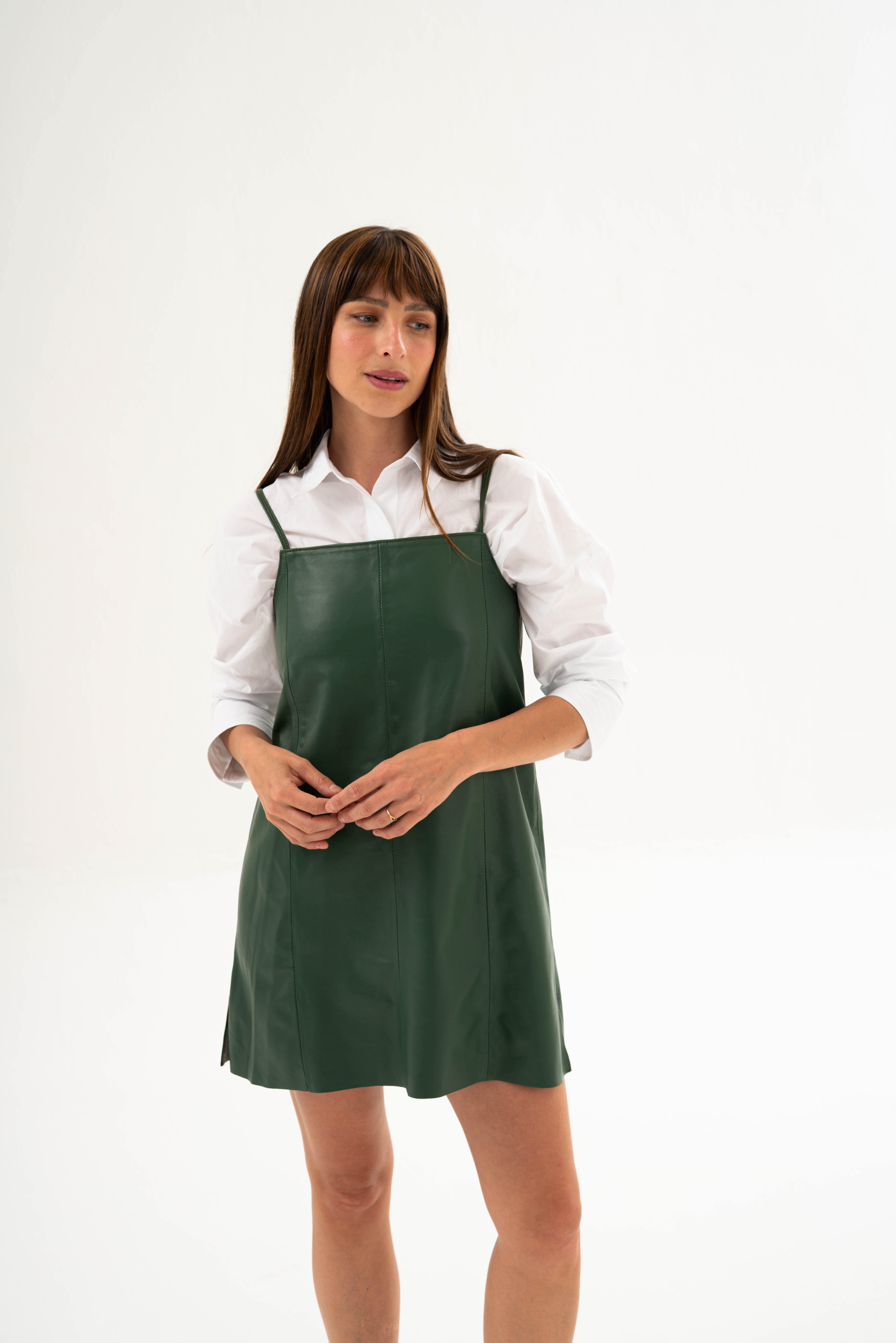 VESTIDO IRINA CUERO VERDE