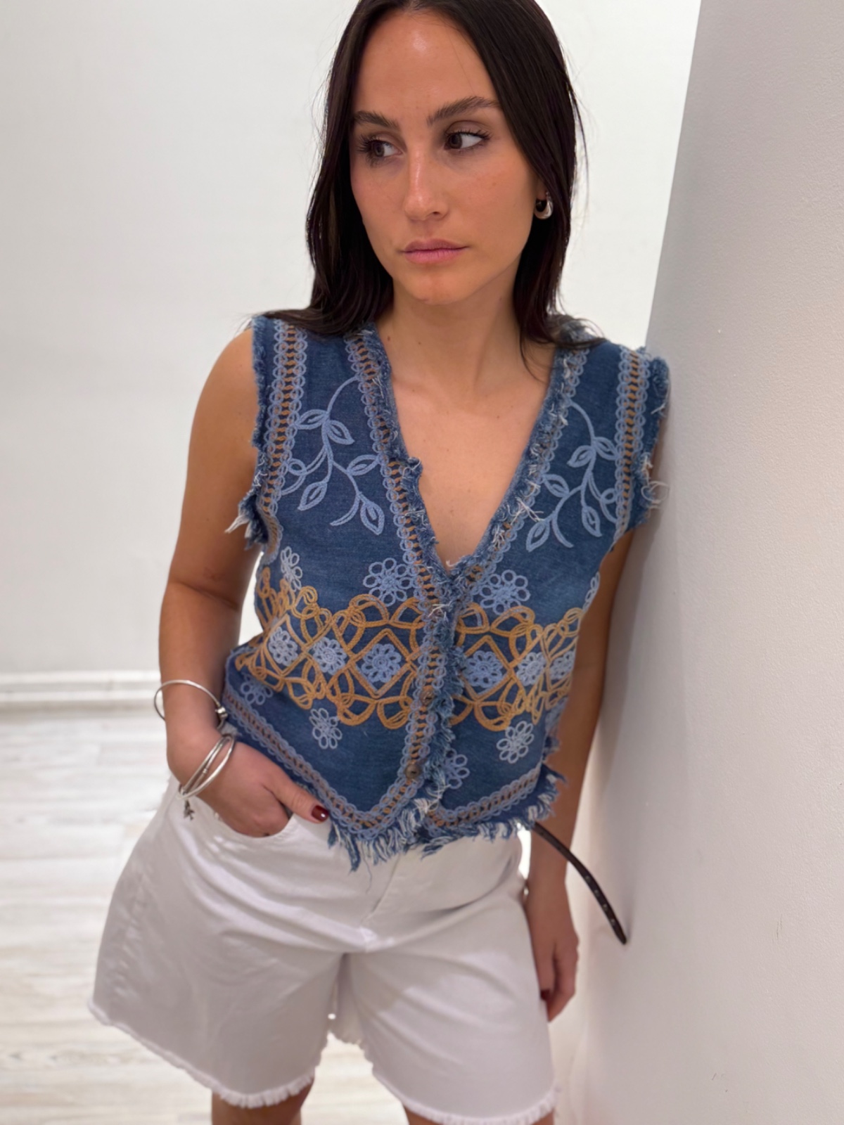 Chaleco Boho Denim