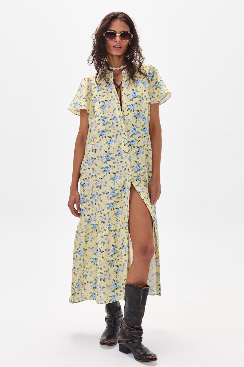 Vestido Willow en Lino - Francesca Print