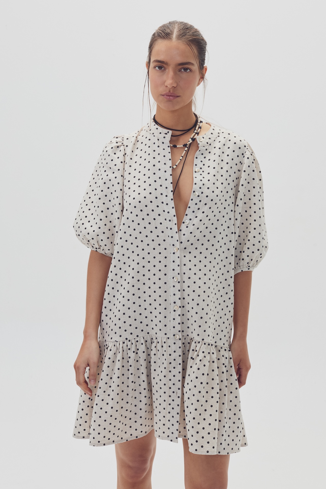 Vestido Carmela en Lino - Polka Dots