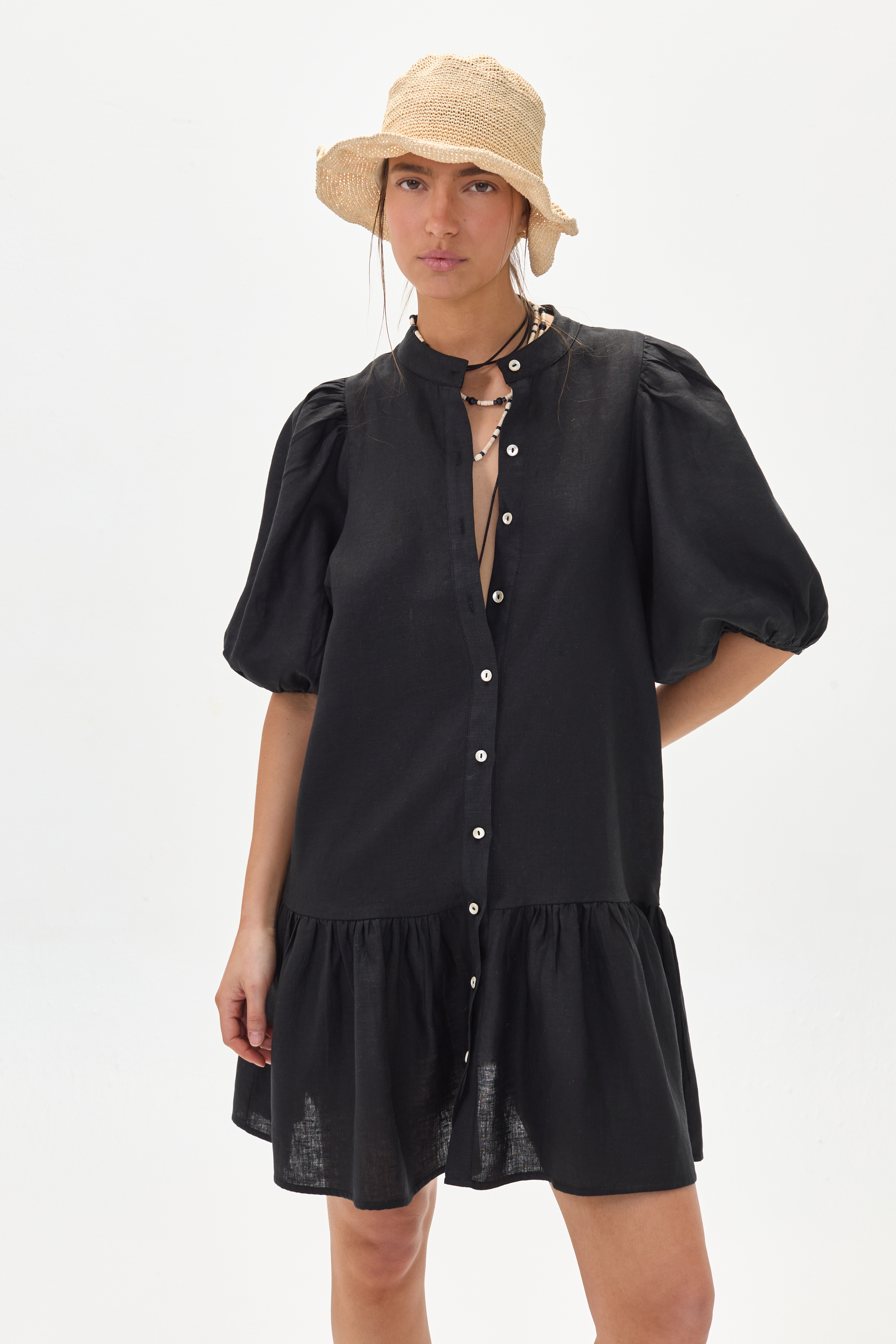 Vestido Carmela en Lino - Negro