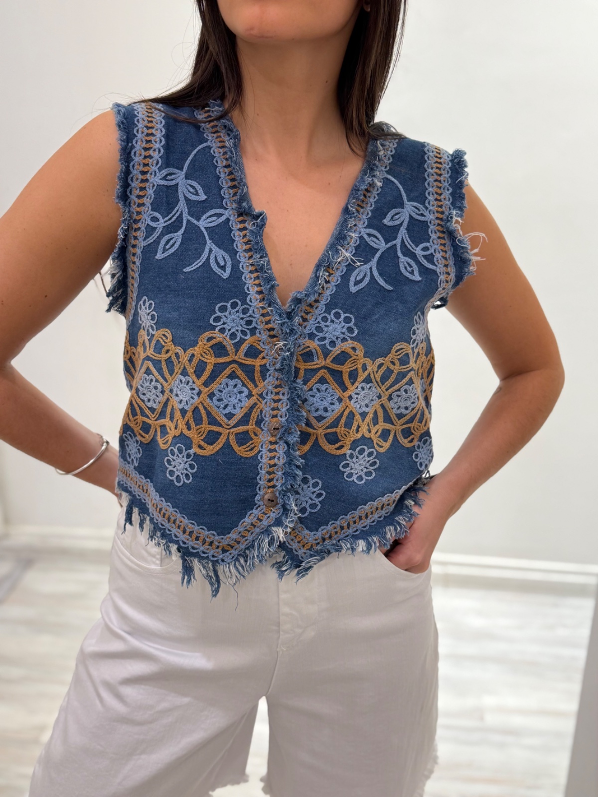 Chaleco Boho Denim