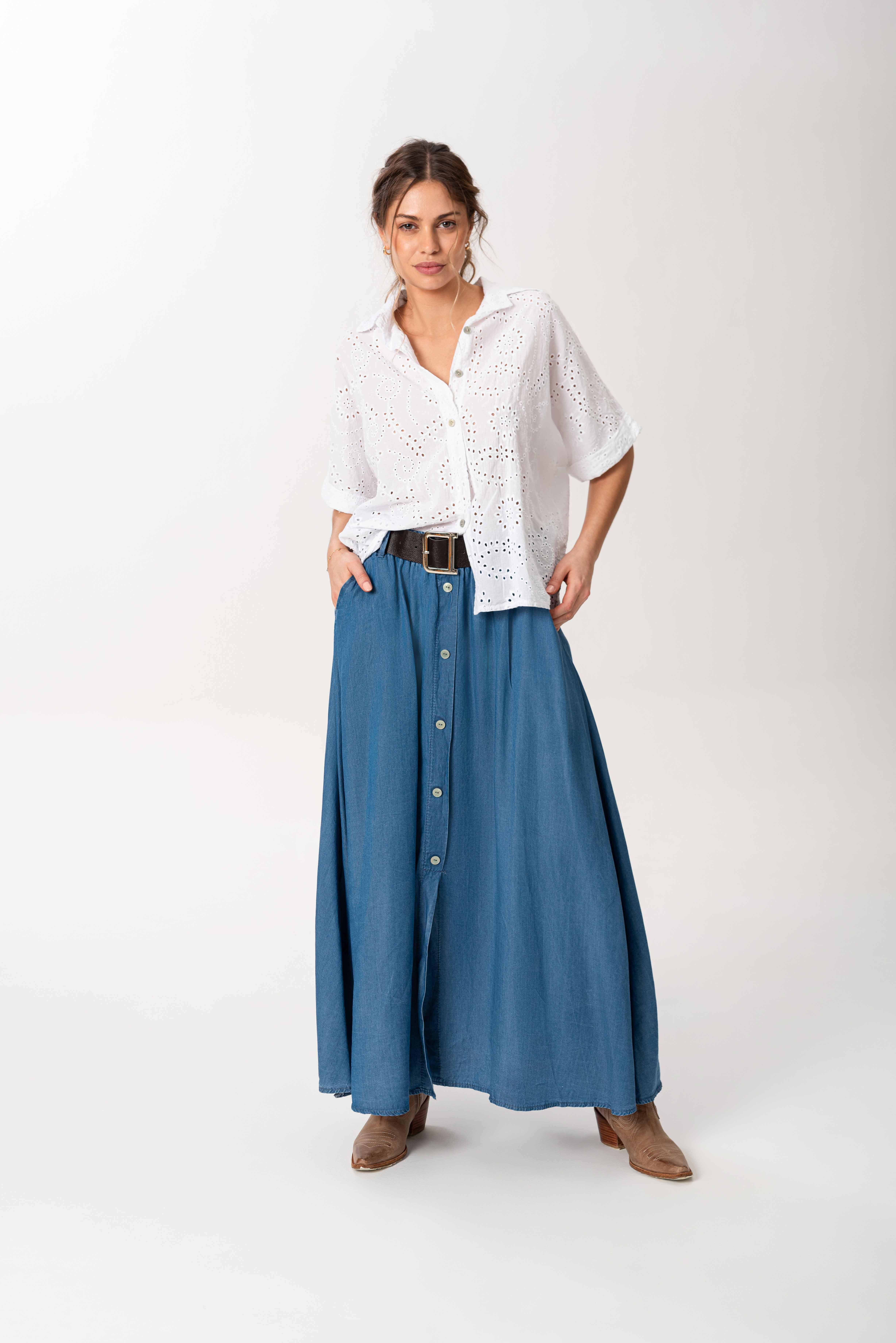 Falda Jean Flora