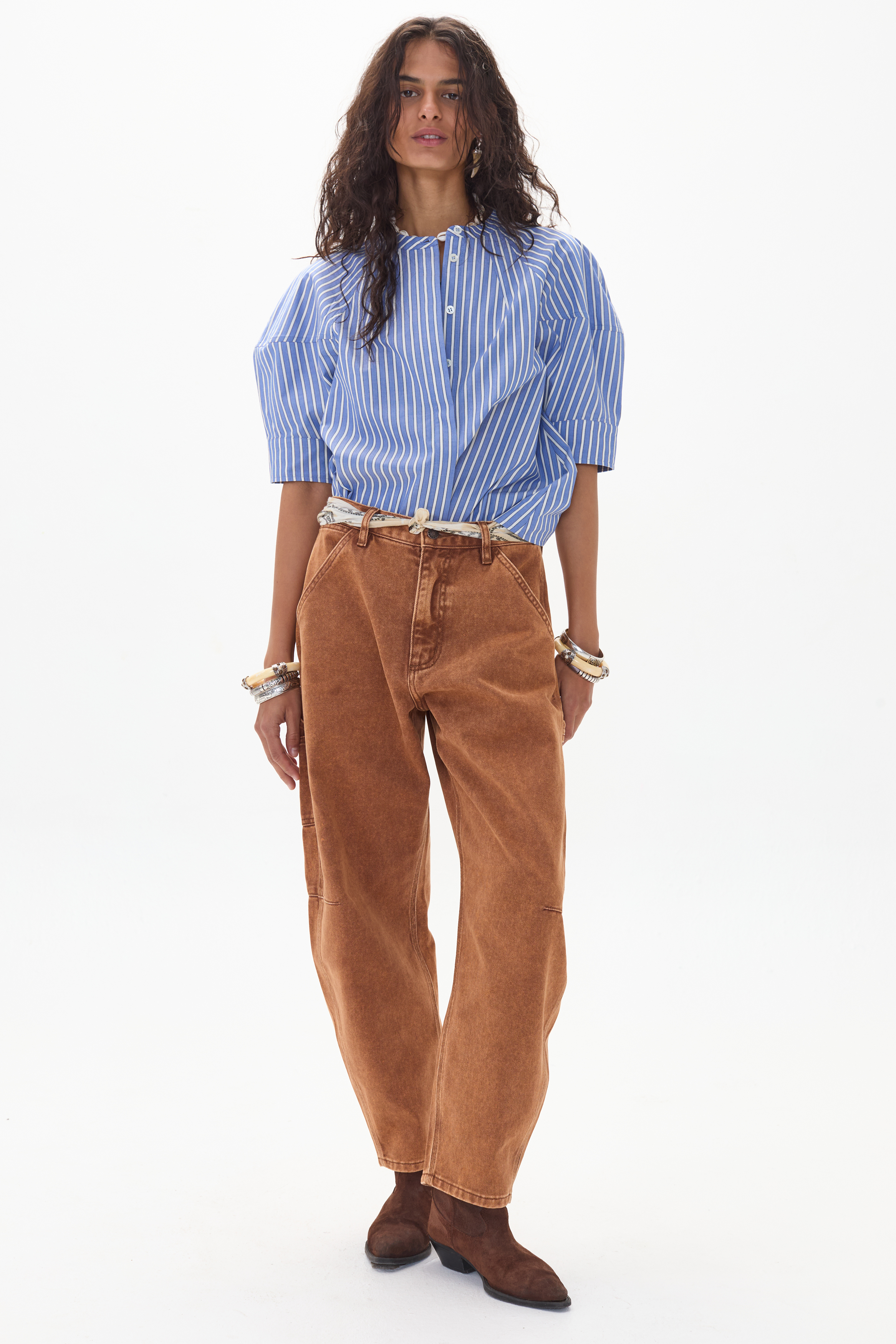 AMBAR, Barrel Jeans - Caramel