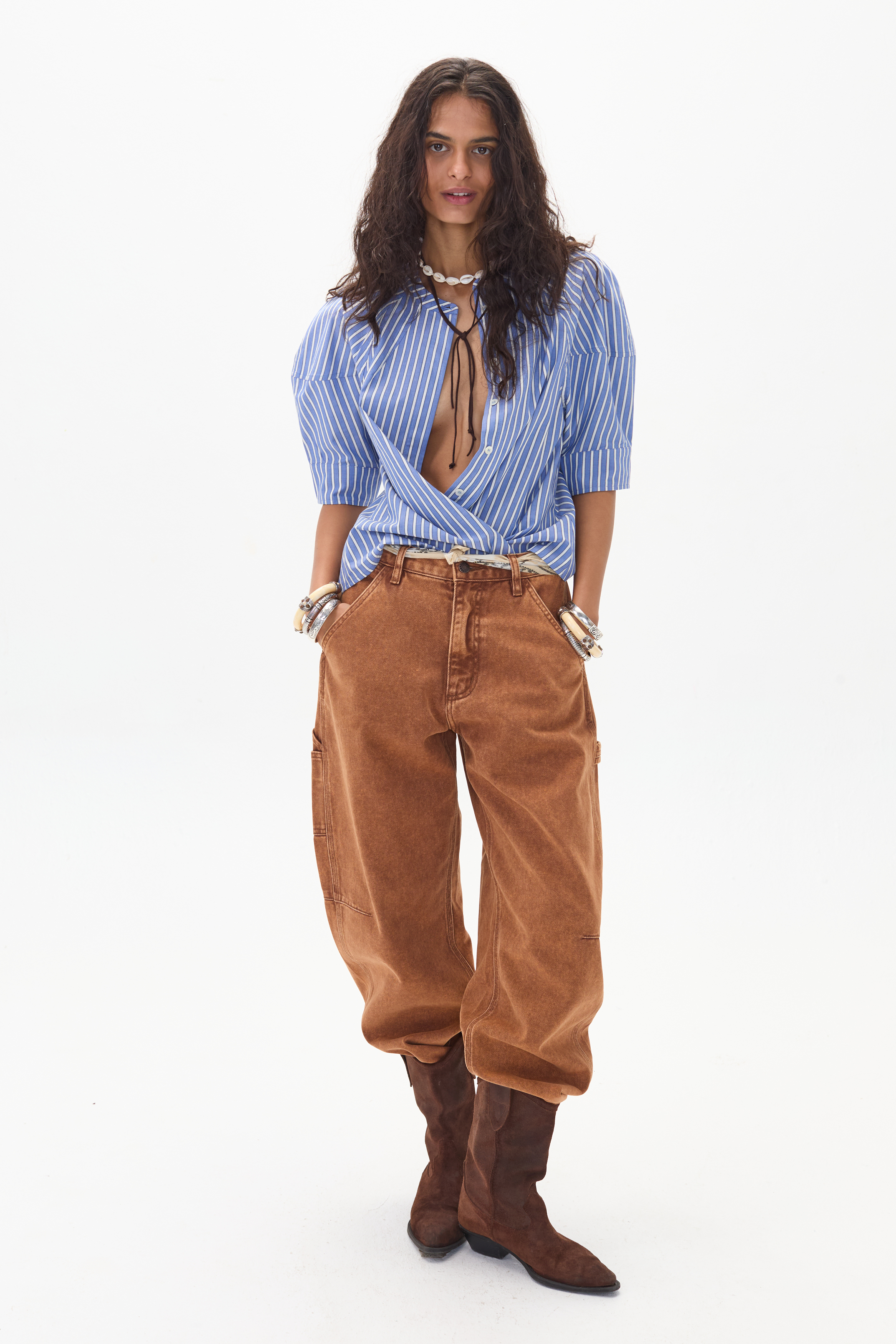 AMBAR, Barrel Jeans - Caramel