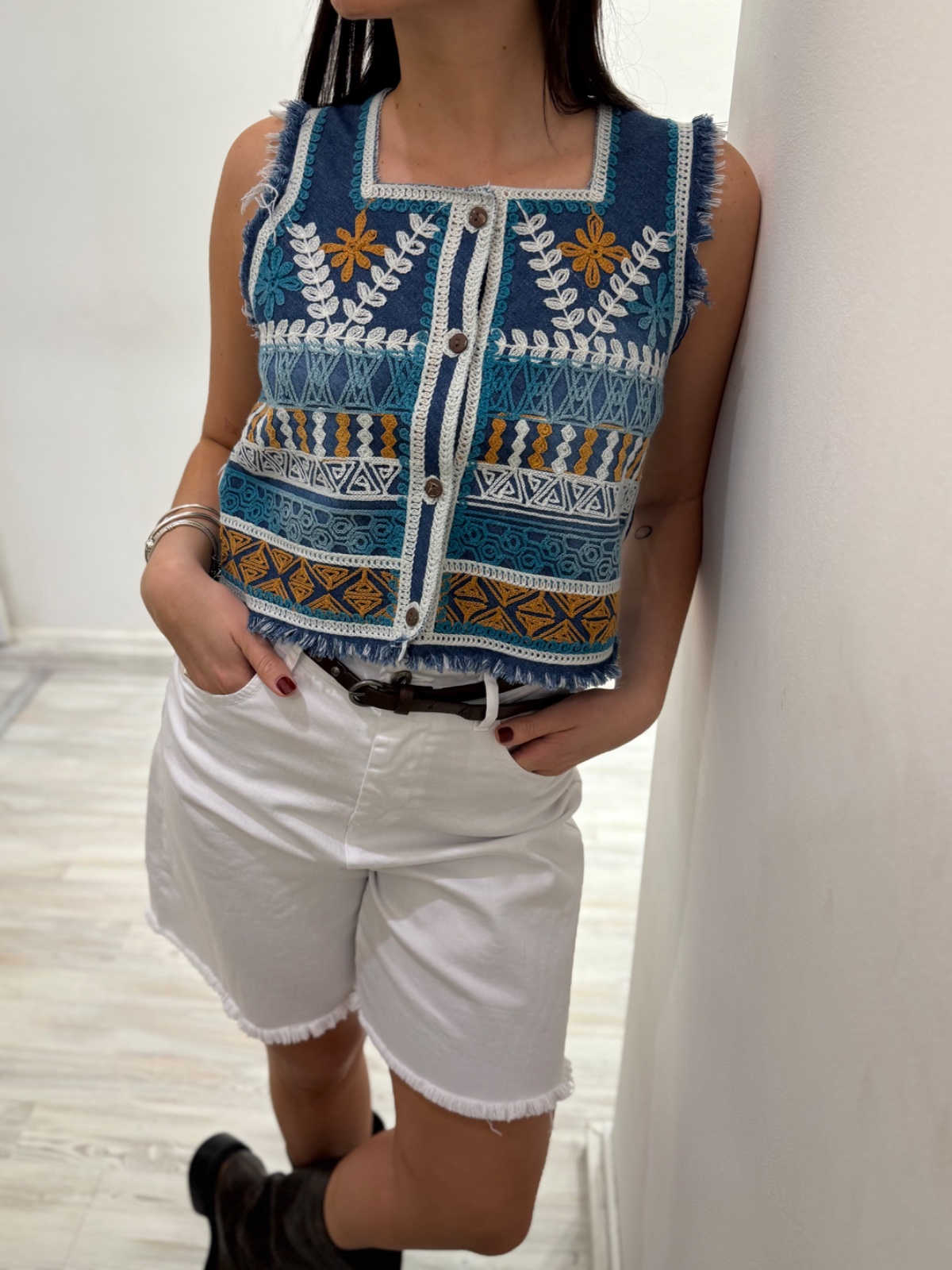 Chaleco Boho Denim Selva