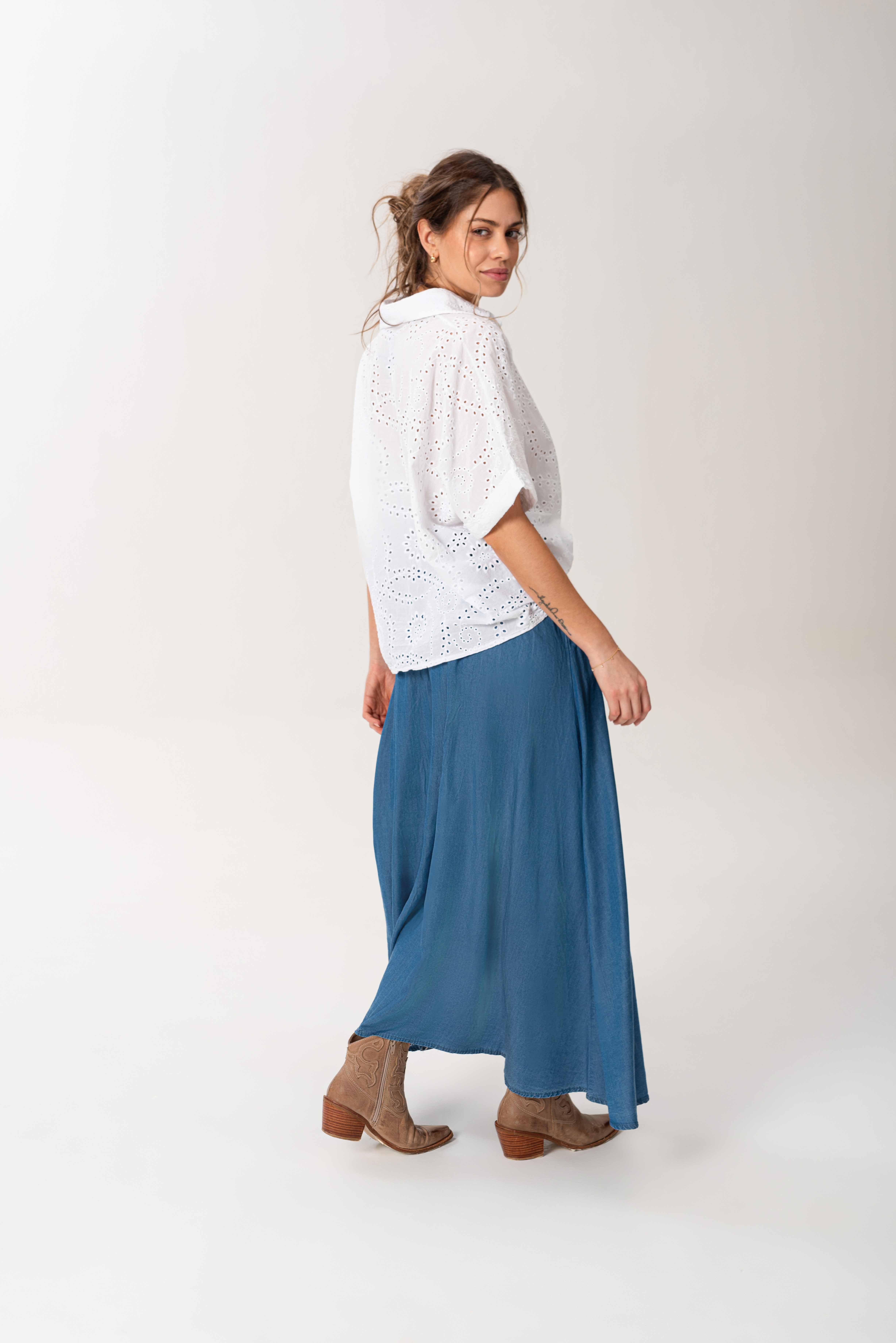 Falda Jean Flora