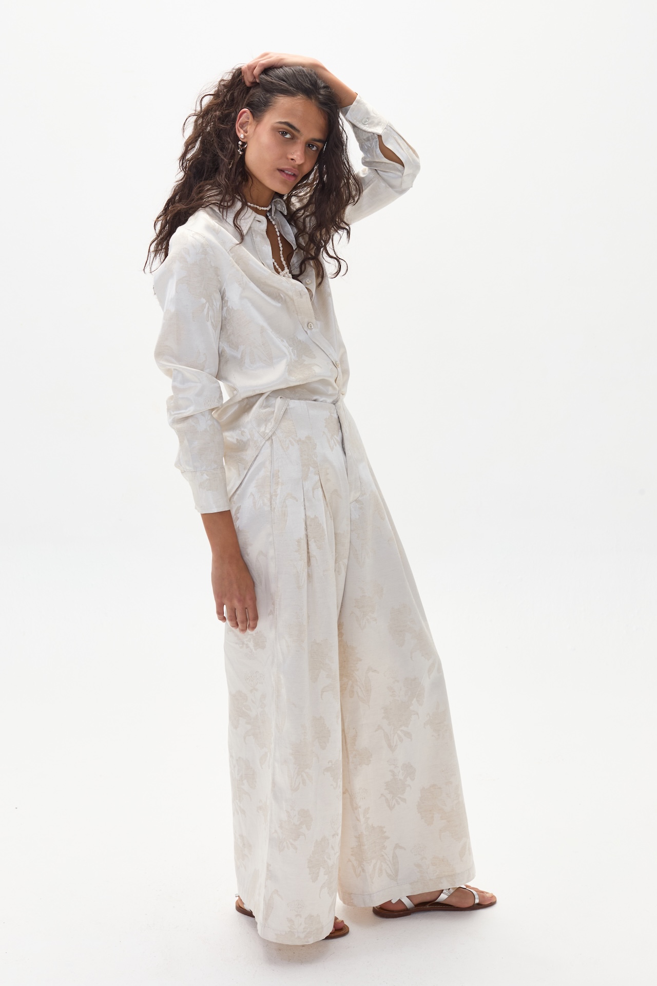 Pantalón Culotte en Brocato - Ivory Garden