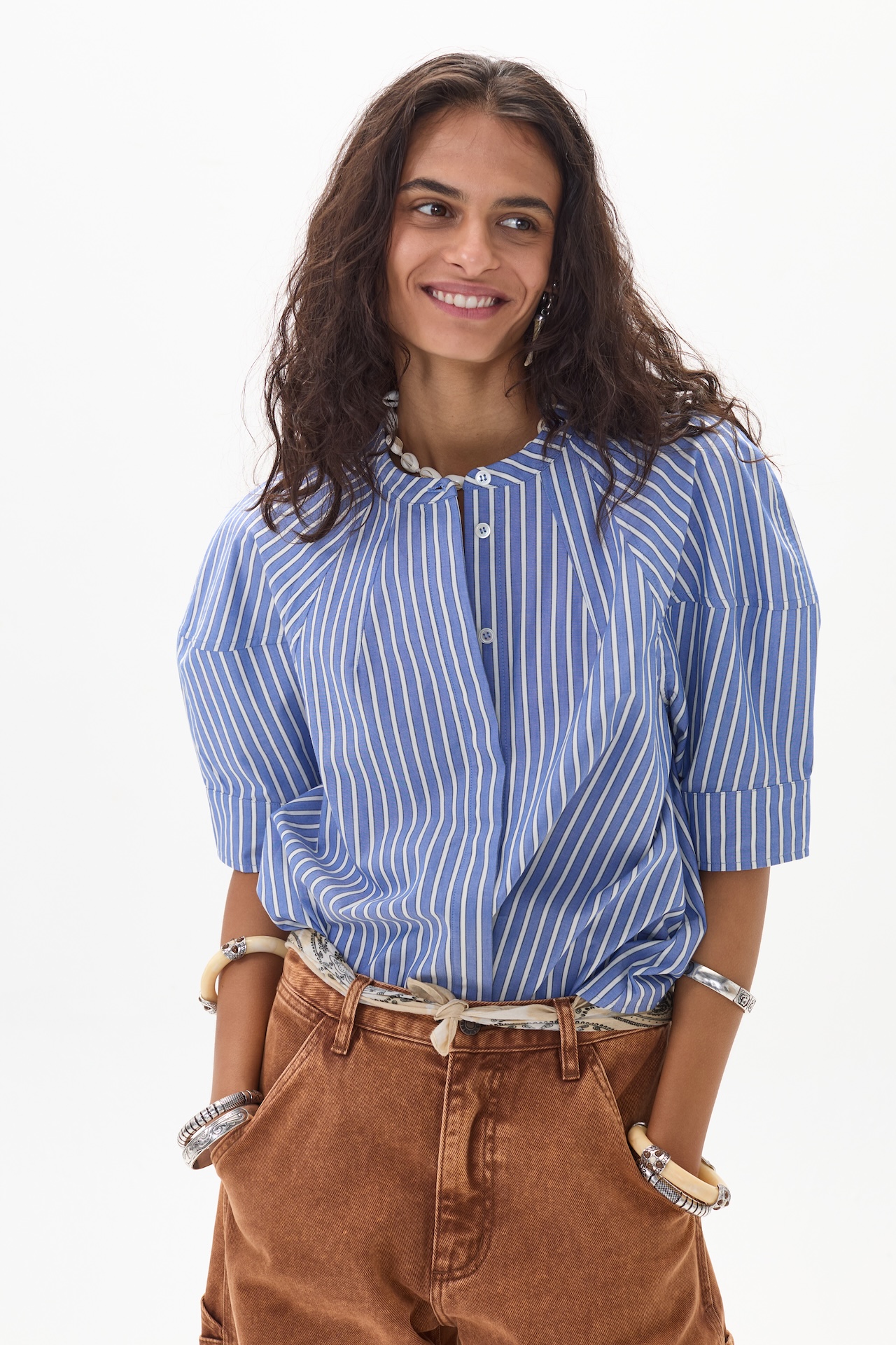 Camisa Cambria en Algodón - Happy Blue Stripes