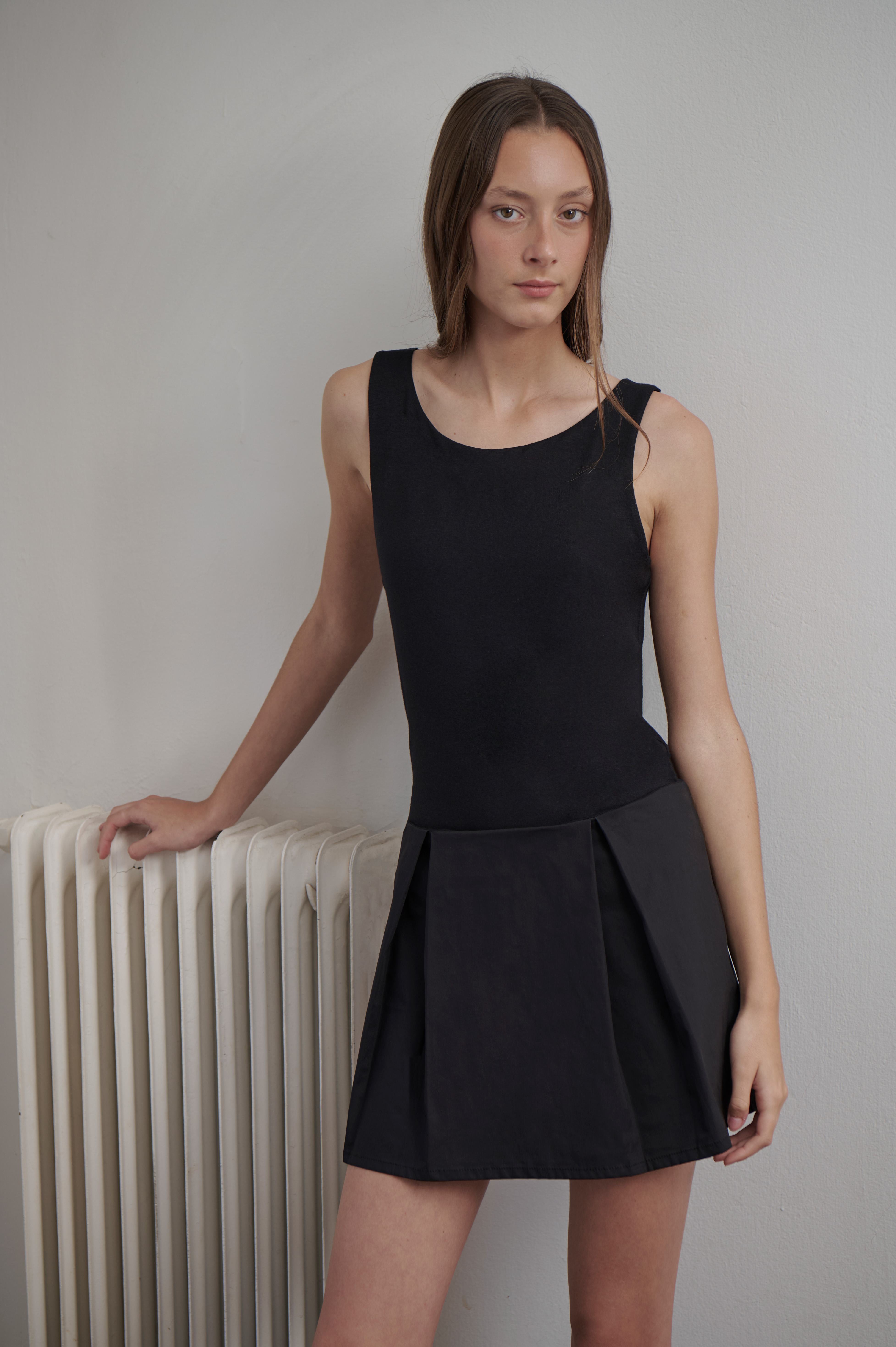 Vestido tank plisado