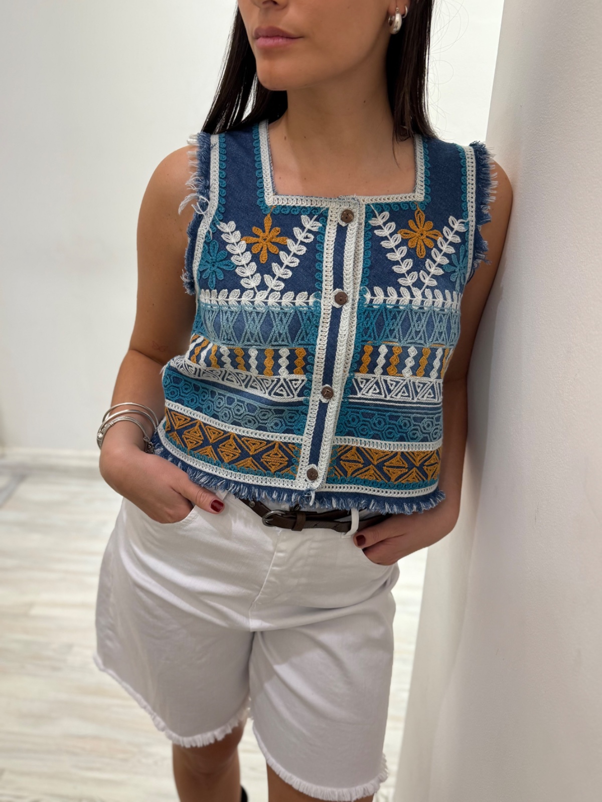 Chaleco Boho Denim Selva