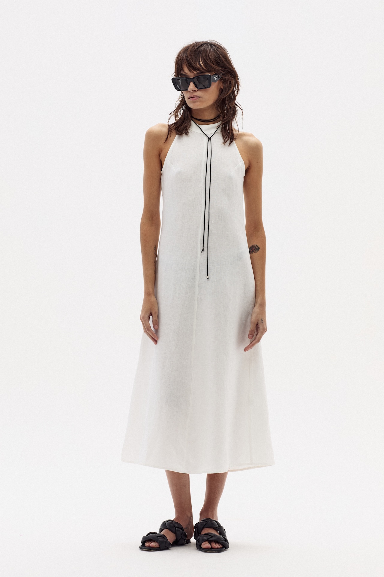 Vestido Olivia en Lino - Blanco