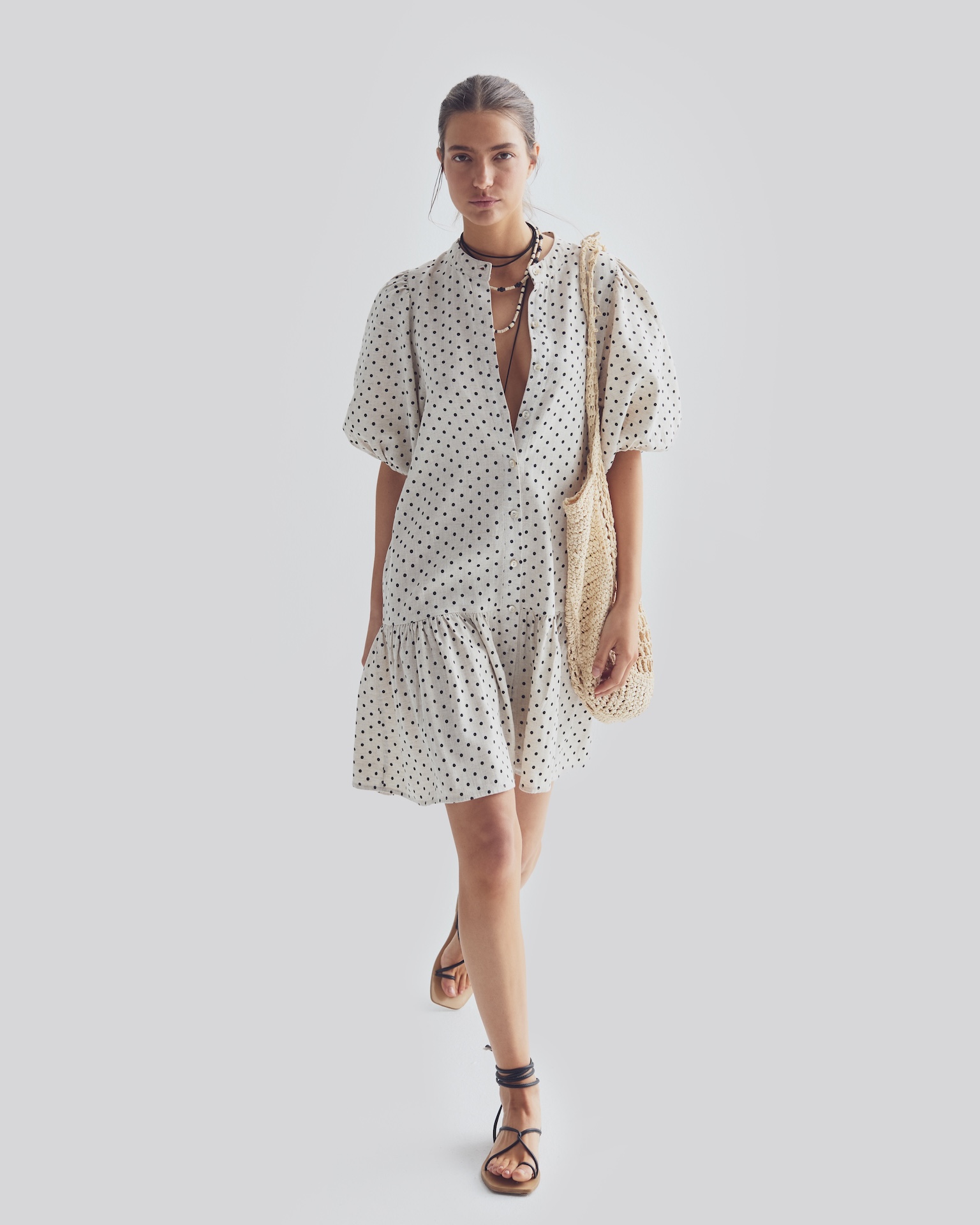 Vestido Carmela en Lino - Polka Dots